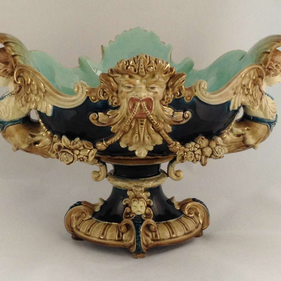 Large Victorian English Majolica Table Centerpiece Harpies
