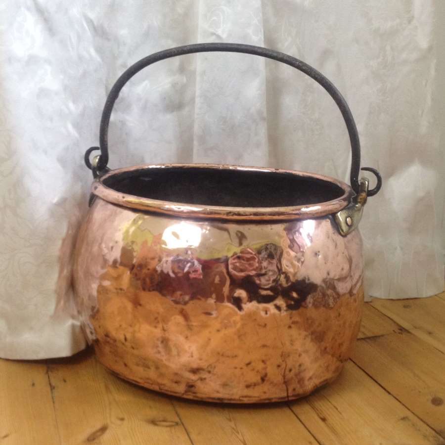 18th Century Georgian Copper Cauldron Stockpot Log Bin