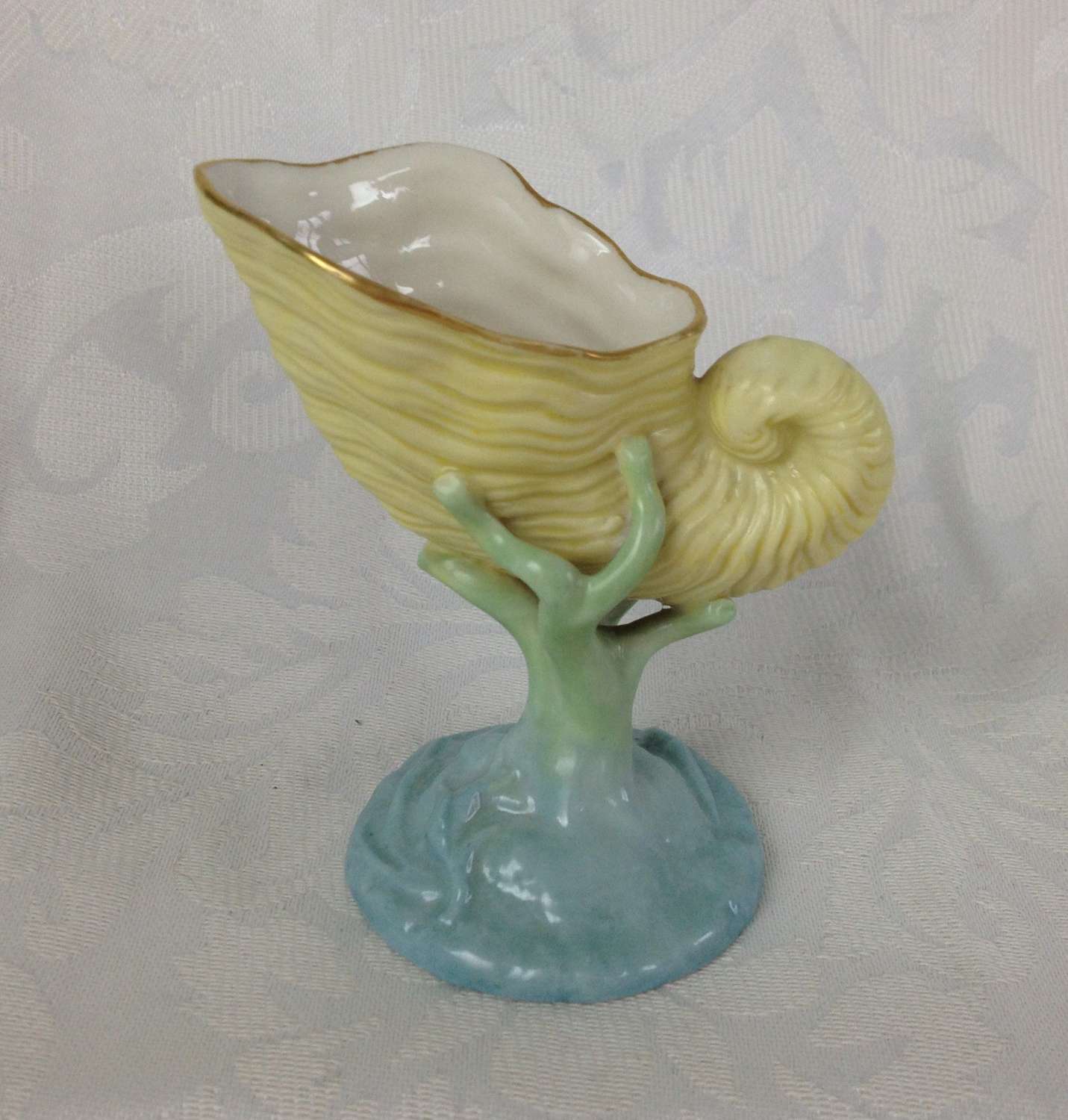 Miniature Art Nouveau Royal Worcester Nautilus Shell Vase / Salt