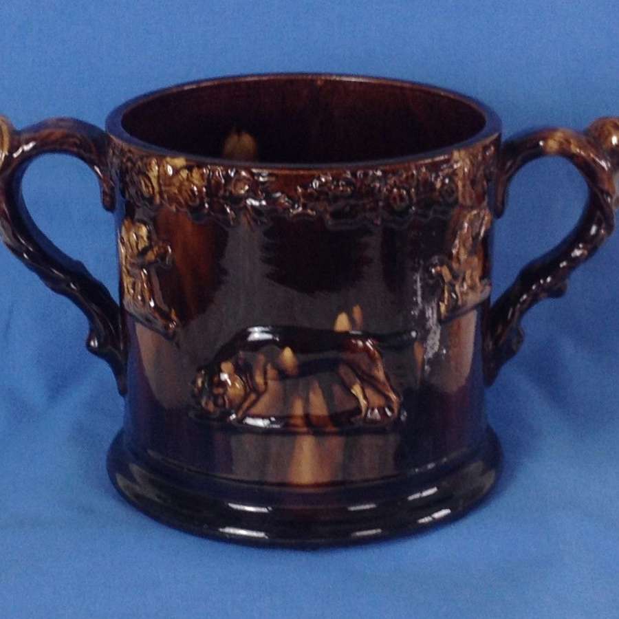 Large Staffordshire Treacle Glaze 2 Frog Mug Loving Cup