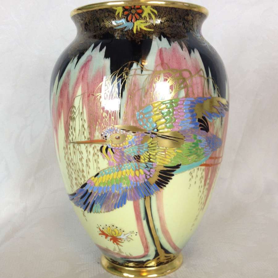 Carlton Ware 7" Lustre Vase Sketching Bird Pattern 3891 1930s