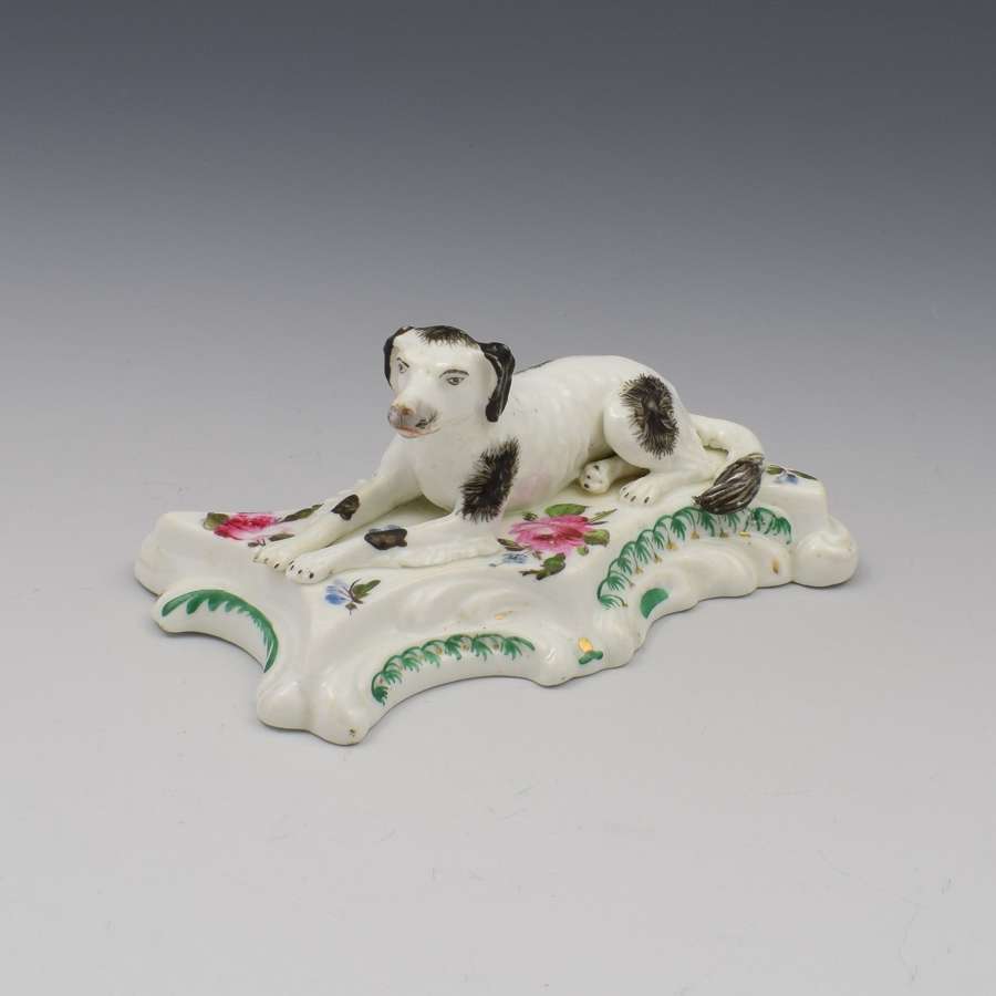 19th Century Derby Porcelain Figure Recumbent Setter Dog c.1835