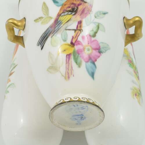 Gorgeous Victorian Royal Worcester Ornithological Triple Vase John Hopewell c.1875