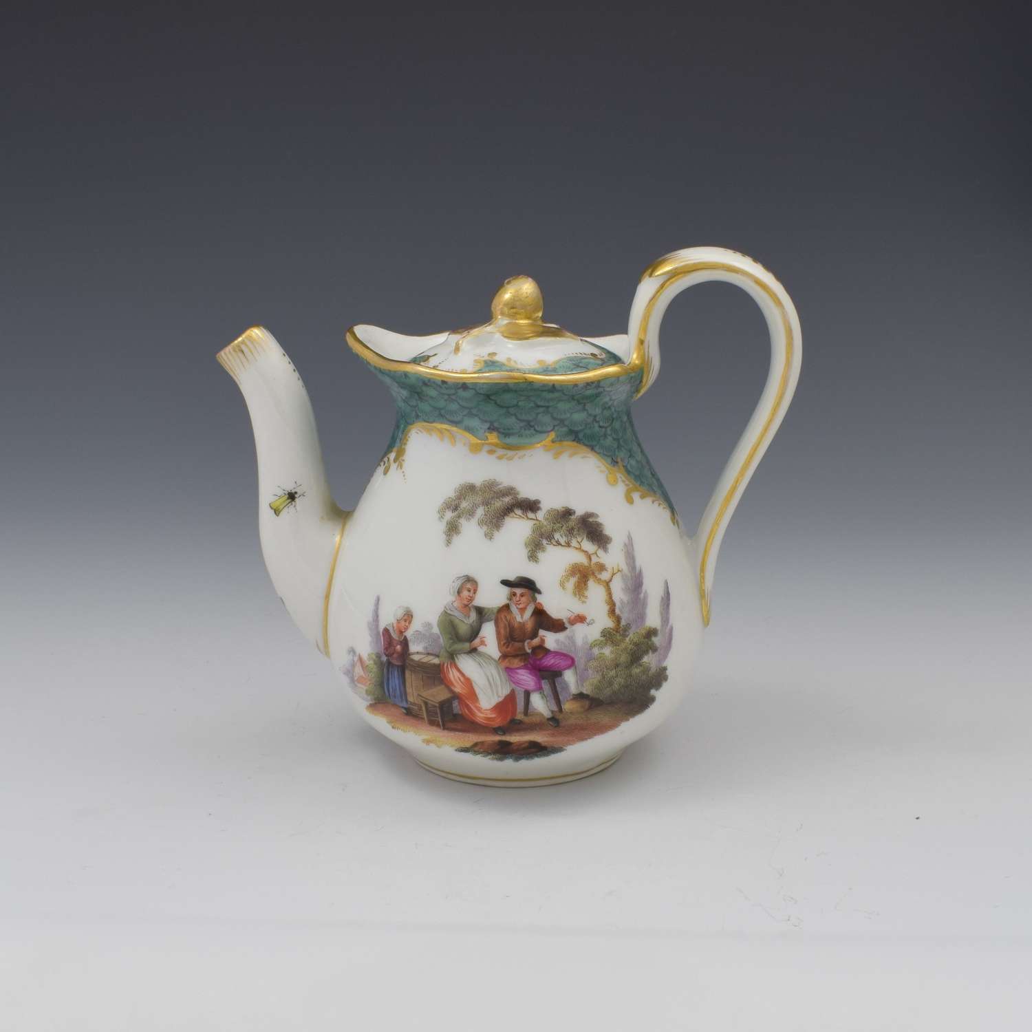 Pretty 19th Century Meissen Porcelain Small Teapot & Cover