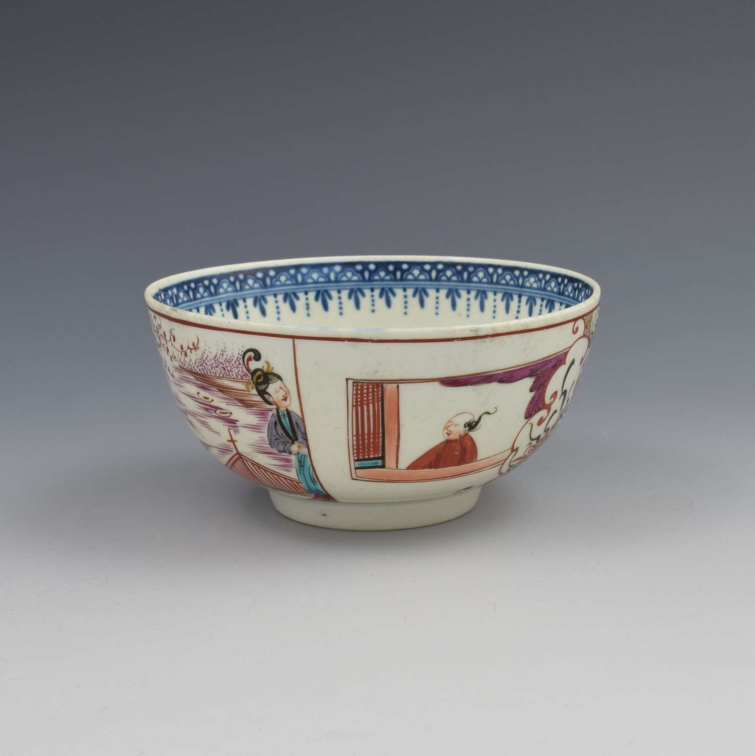 First Period Worcester Porcelain Boy In The Window Slop Bowl