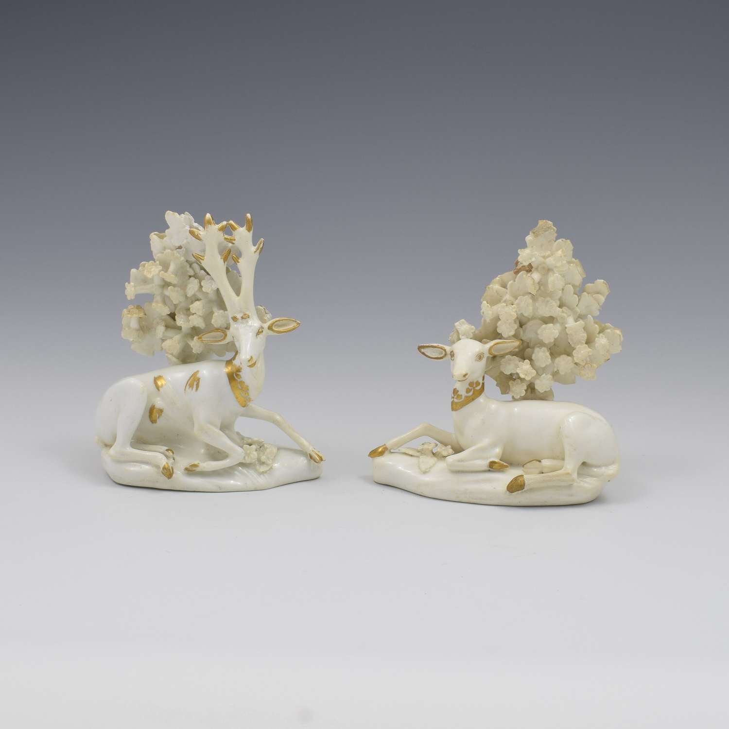 Pair Derby Porcelain Figures Deer, Doe & Stag c.1820