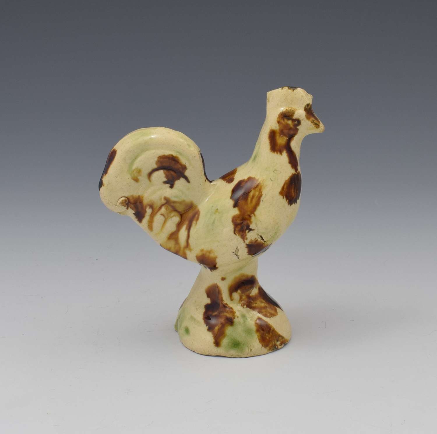 18th Century Whieldon Type Creamware Figure Of A Cockerel / Chicken
