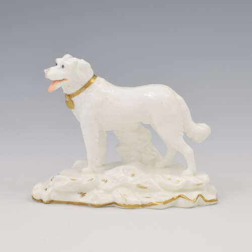 Rare Early Minton Porcelain Blanc De Chine Figure Of A Gundog Dog c.1830