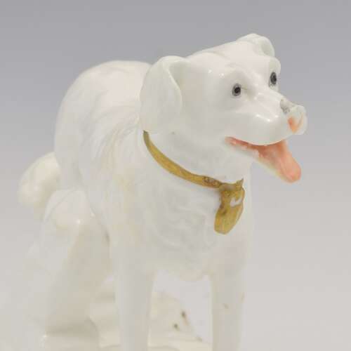 Rare Early Minton Porcelain Blanc De Chine Figure Of A Gundog Dog c.1830