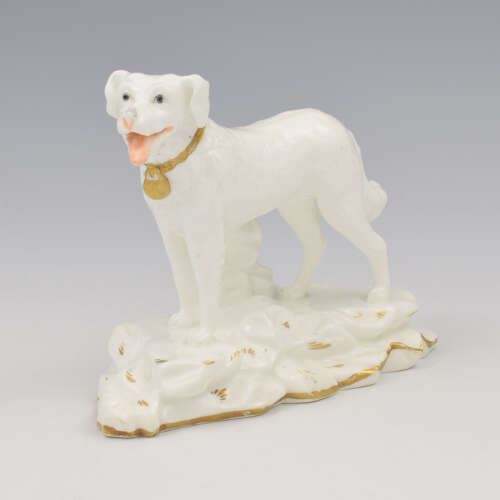 Rare Early Minton Porcelain Blanc De Chine Figure Of A Gundog Dog c.1830