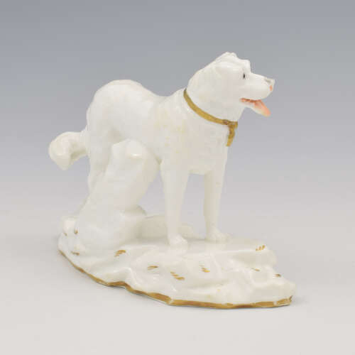 Rare Early Minton Porcelain Blanc De Chine Figure Of A Gundog Dog c.1830