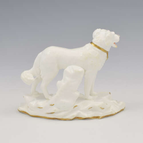 Rare Early Minton Porcelain Blanc De Chine Figure Of A Gundog Dog c.1830