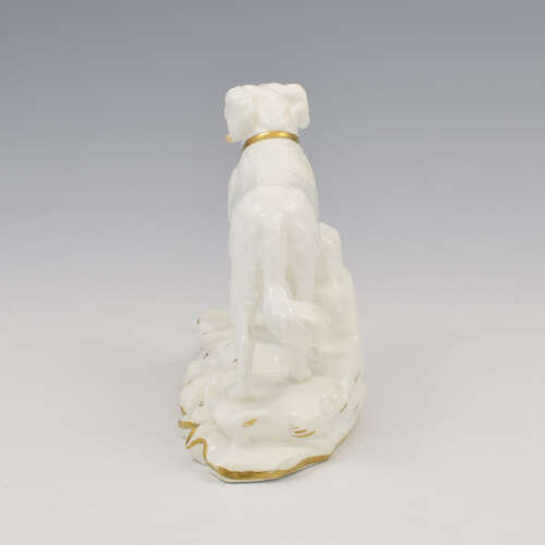 Rare Early Minton Porcelain Blanc De Chine Figure Of A Gundog Dog c.1830