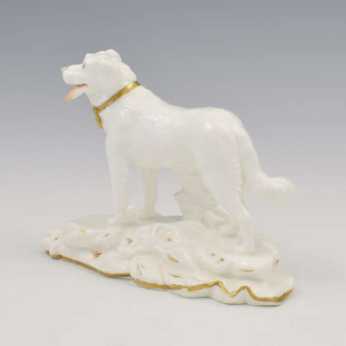 Rare Early Minton Porcelain Blanc De Chine Figure Of A Gundog Dog c.1830