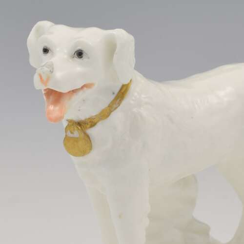 Rare Early Minton Porcelain Blanc De Chine Figure Of A Gundog Dog c.1830