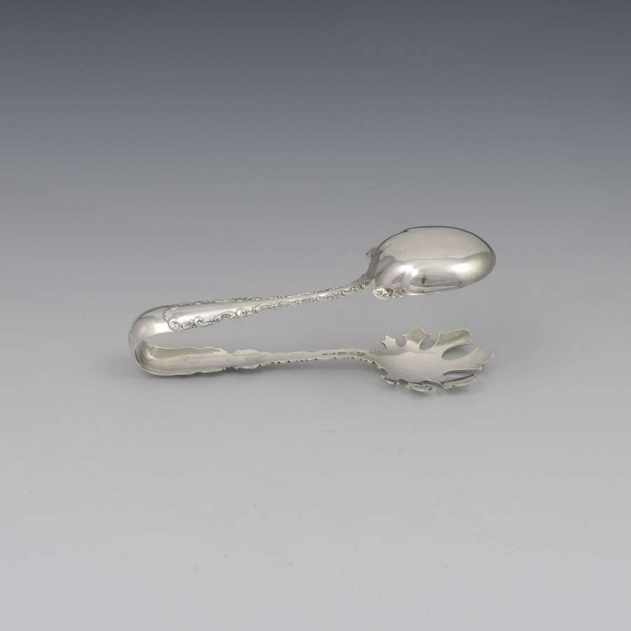 Art Nouveau American Sterling Silver Ice Tongs Whiting c.1890
