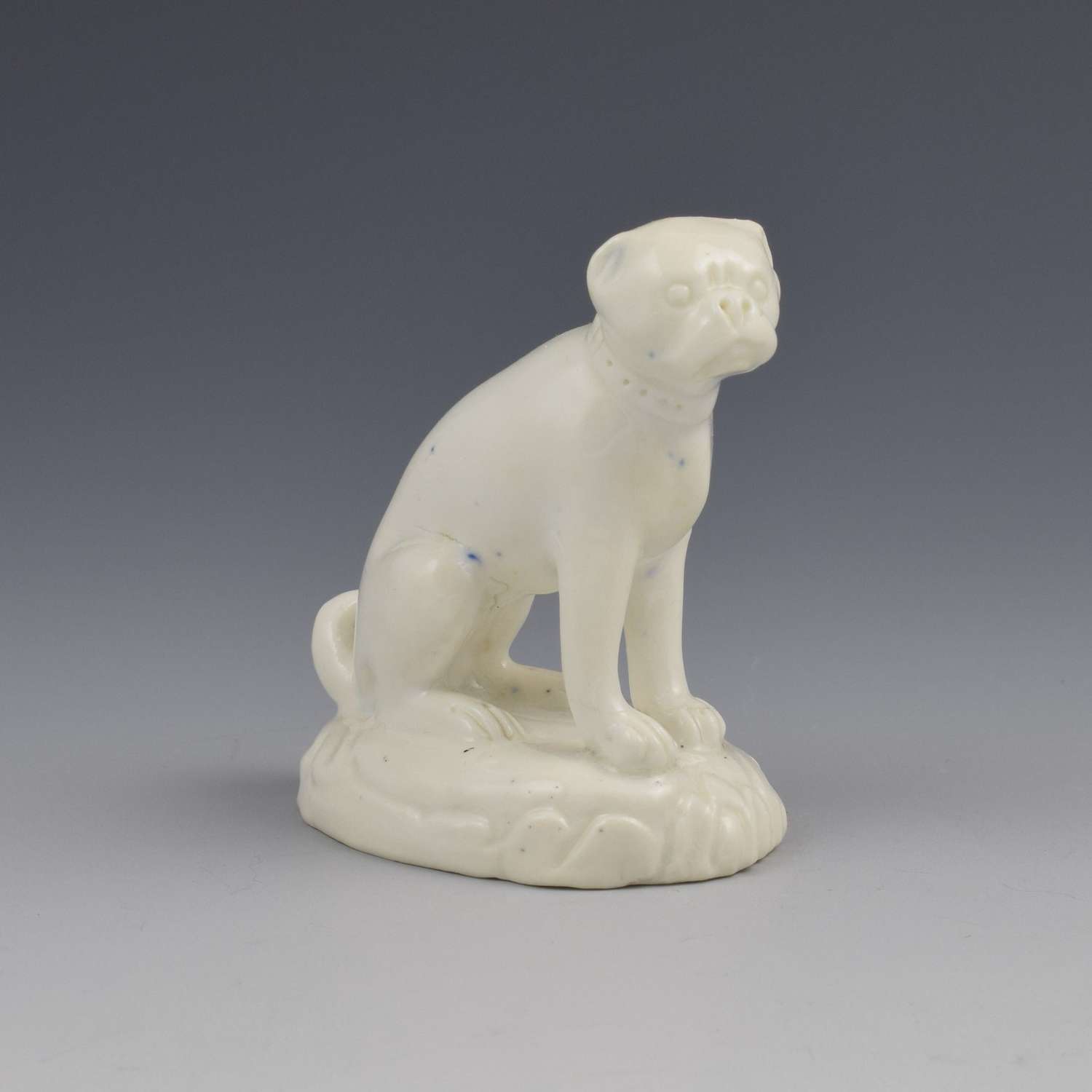 Derby Porcelain White Glazed Figure Of A Pug c.1830