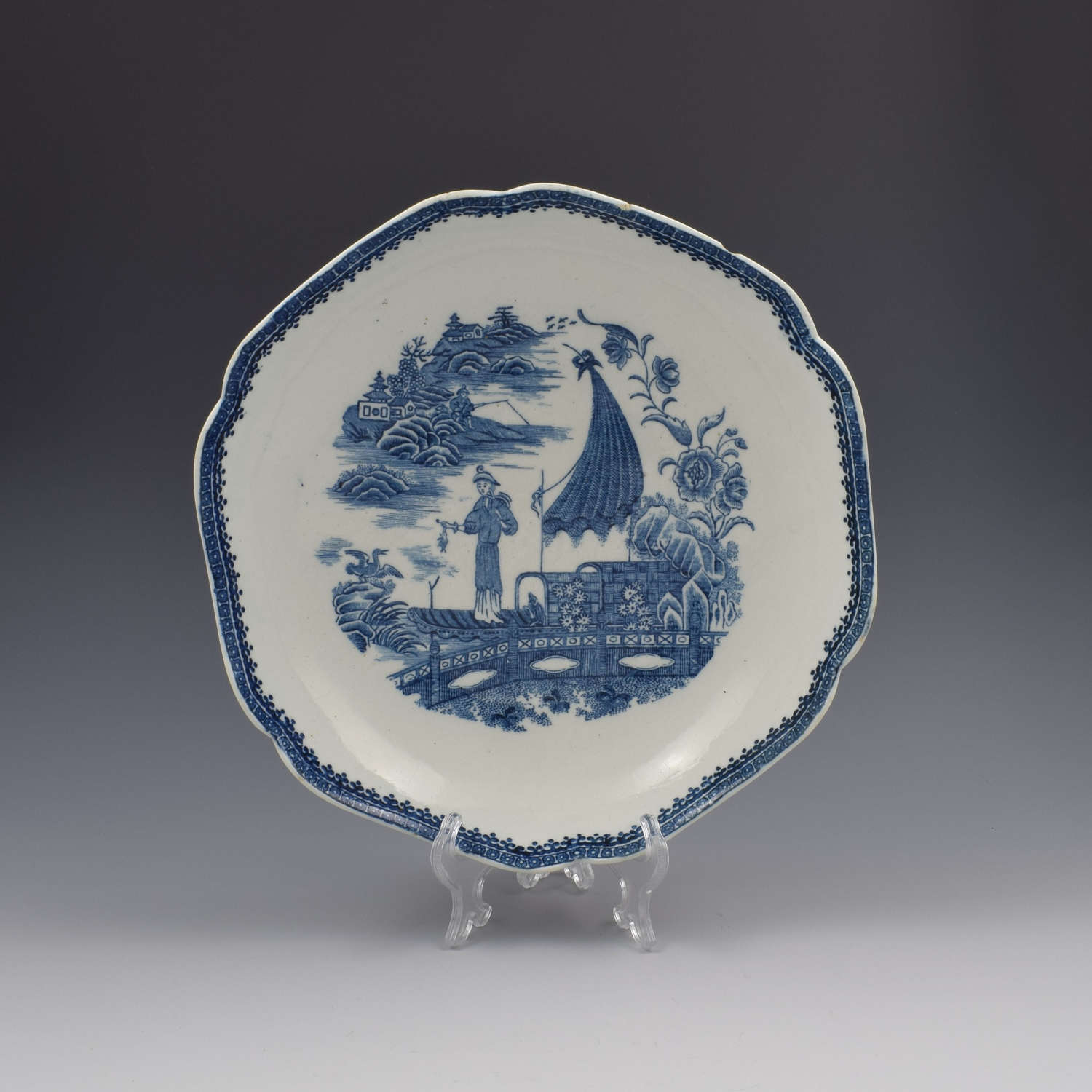 Rare Caughley Porcelain Salad Bowl Fisherman Pattern c.1785