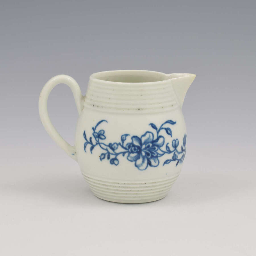 Rare Early Worcester Porcelain Blue & White Early Peony Print Cream Jug c.1758