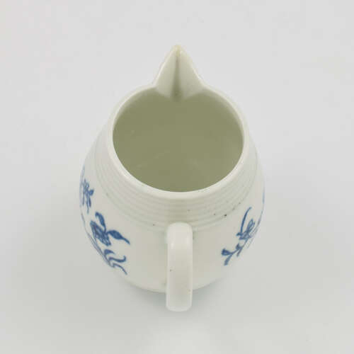 Rare Early Worcester Porcelain Blue & White Early Peony Print Cream Jug c.1758