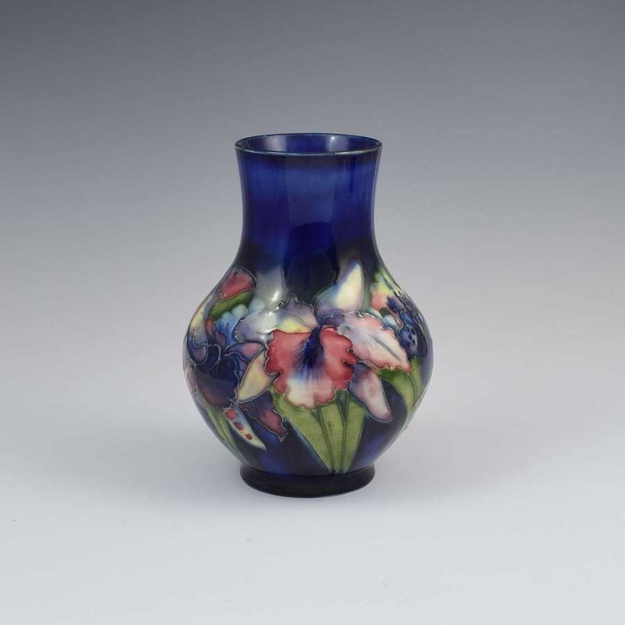 William Moorcroft Blue Orchid 7" Baluster Vase