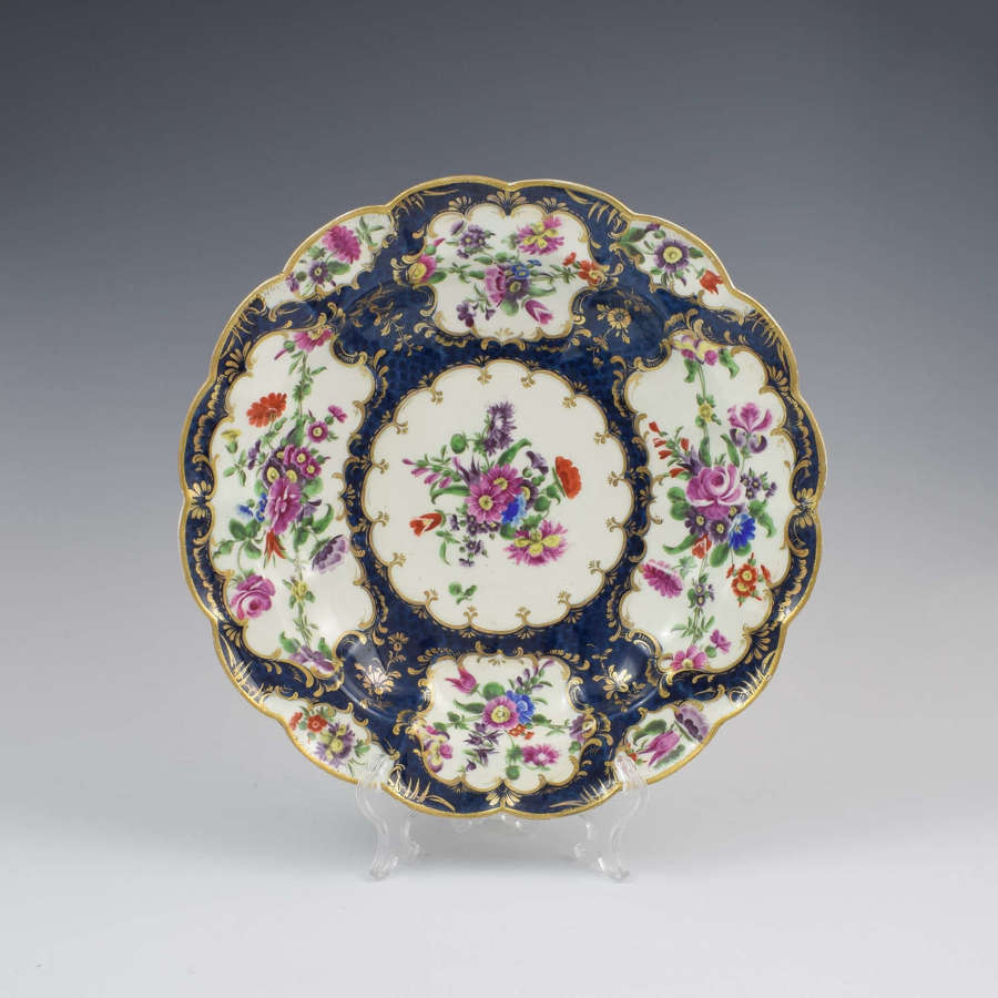 First Period Worcester Porcelain Blue Scale Junket Dish c.1770