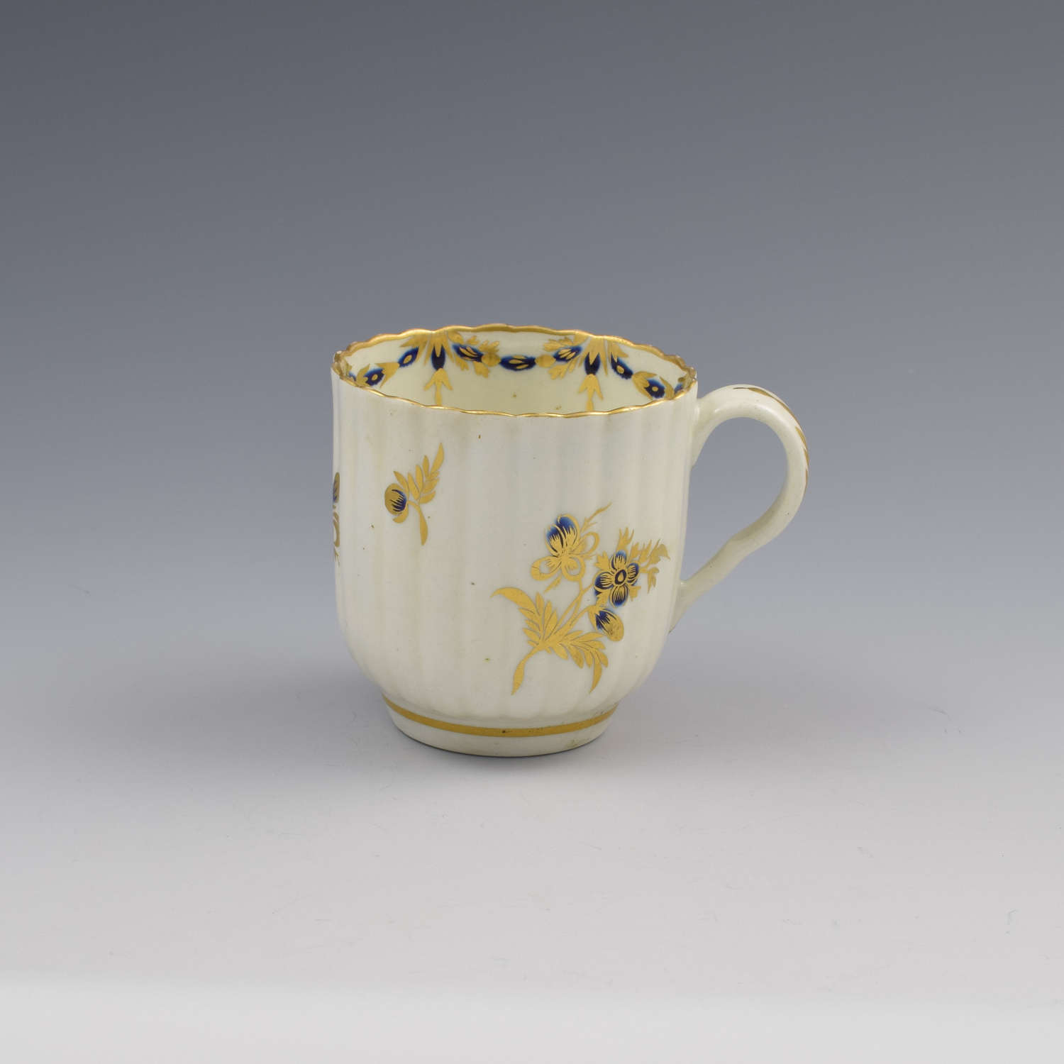 First Period Worcester Porcelain Fluted Coffee Cup c.1775