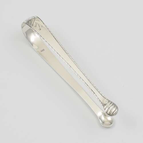 Pretty Georgian Bright Cut Engraved Silver Sugar Tongs Philip Batchelor c.1770