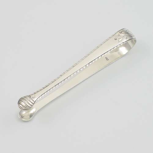 Pretty Georgian Bright Cut Engraved Silver Sugar Tongs Philip Batchelor c.1770