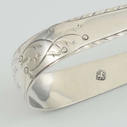 Pretty Georgian Bright Cut Engraved Silver Sugar Tongs Philip Batchelor c.1770