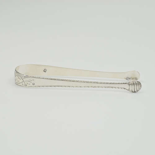 Pretty Georgian Bright Cut Engraved Silver Sugar Tongs Philip Batchelor c.1770