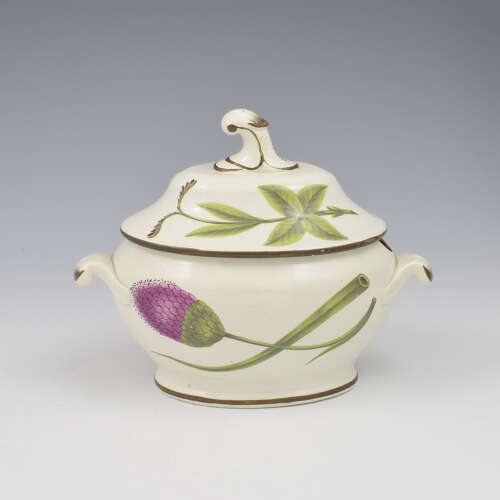 Rare Georgian Swansea Pearlware Botanical Sauce Tureen c.1810