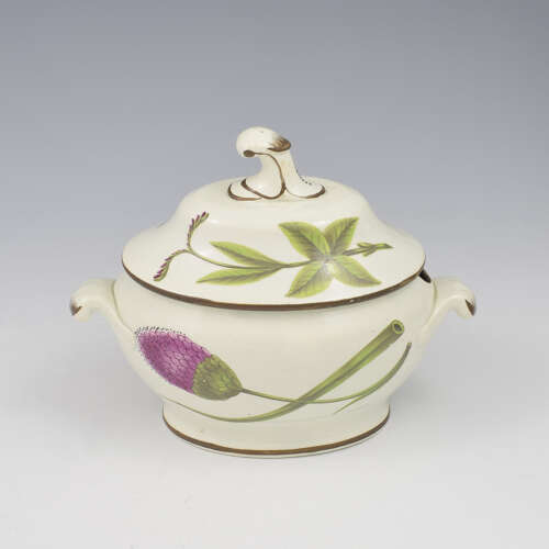 Rare Georgian Swansea Pearlware Botanical Sauce Tureen c.1810