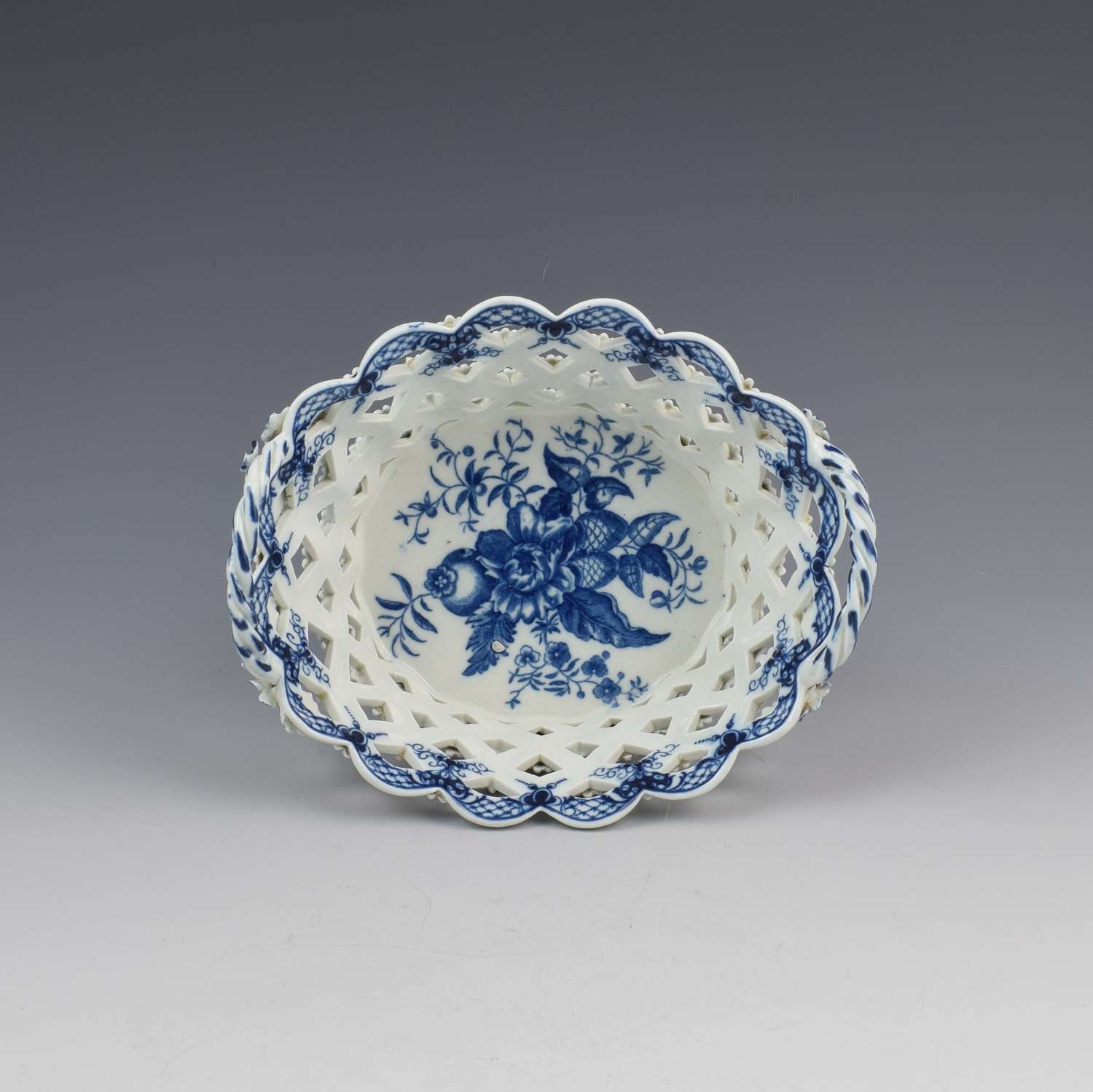 First Period Worcester Porcelain Pine Cone Basket c.1770
