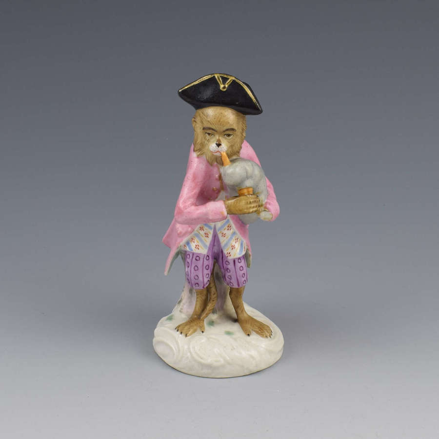 Dresden Porcelain Monkey Band Figure Bagpipes Player