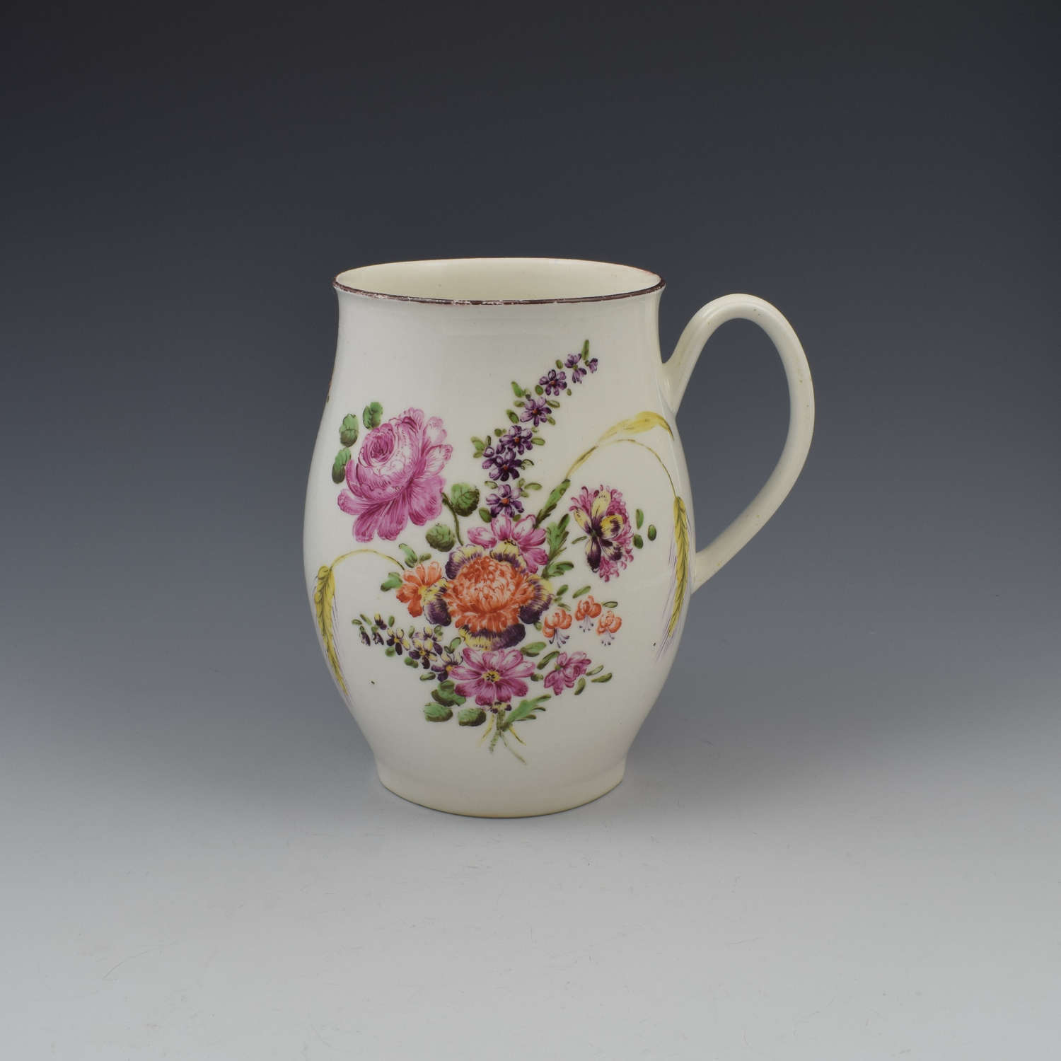 Early Derby Porcelain Large Ovoid Barrel Shaped Mug c.1760