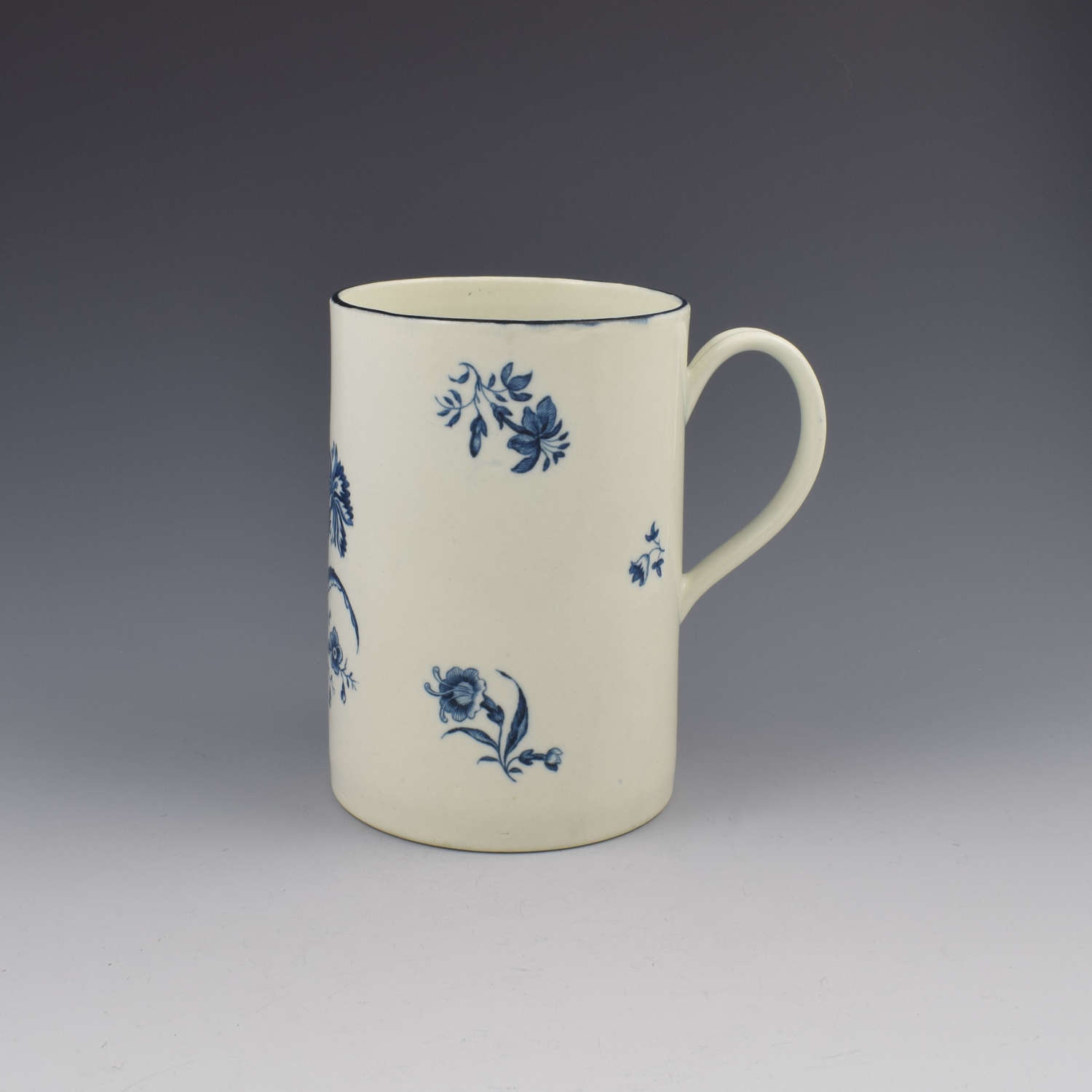 First Period Worcester Porcelain Large Beer Mug / Tankard Gilliflower
