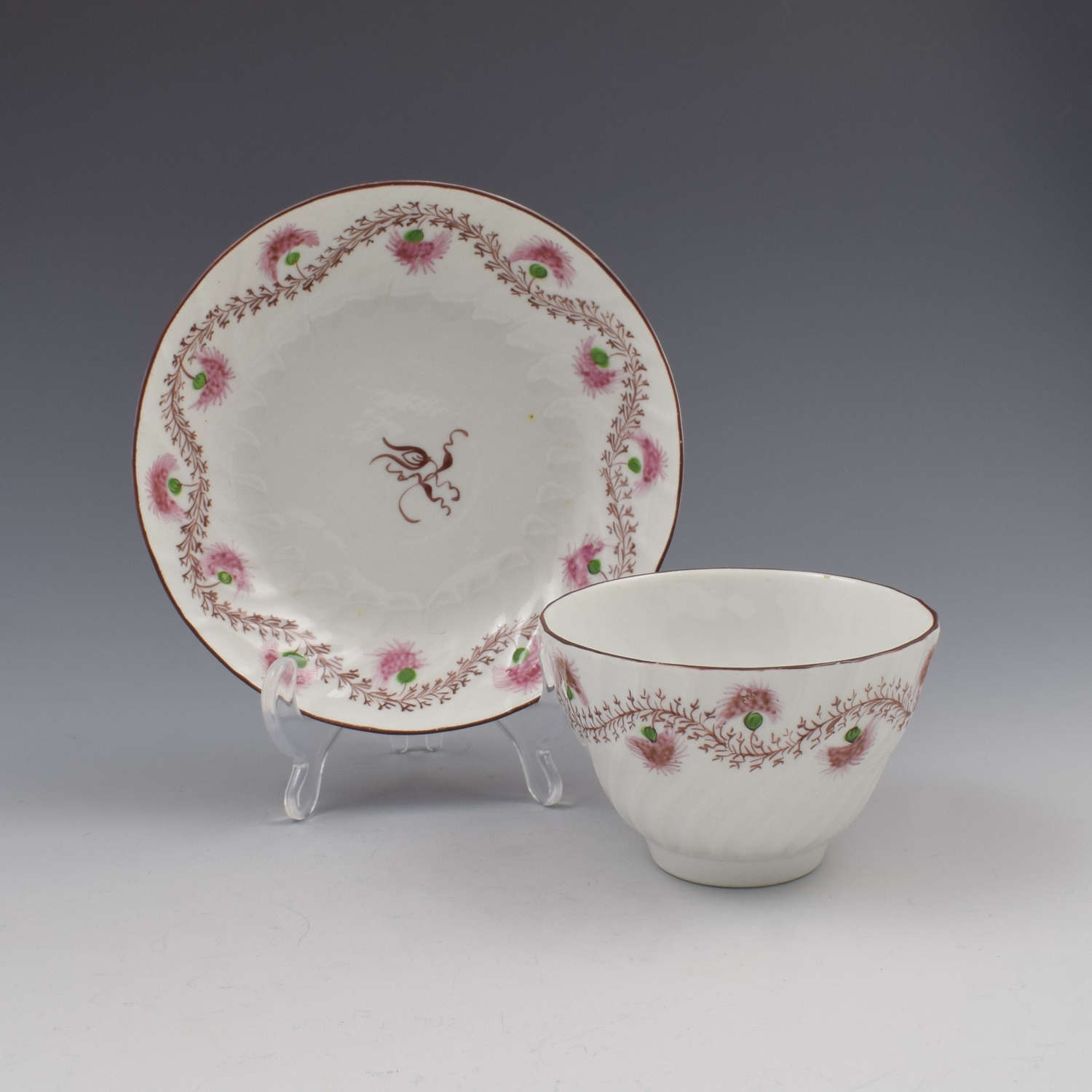 Pretty Chamberlain Worcester Porcelain Tea Bowl & Saucer c.1795