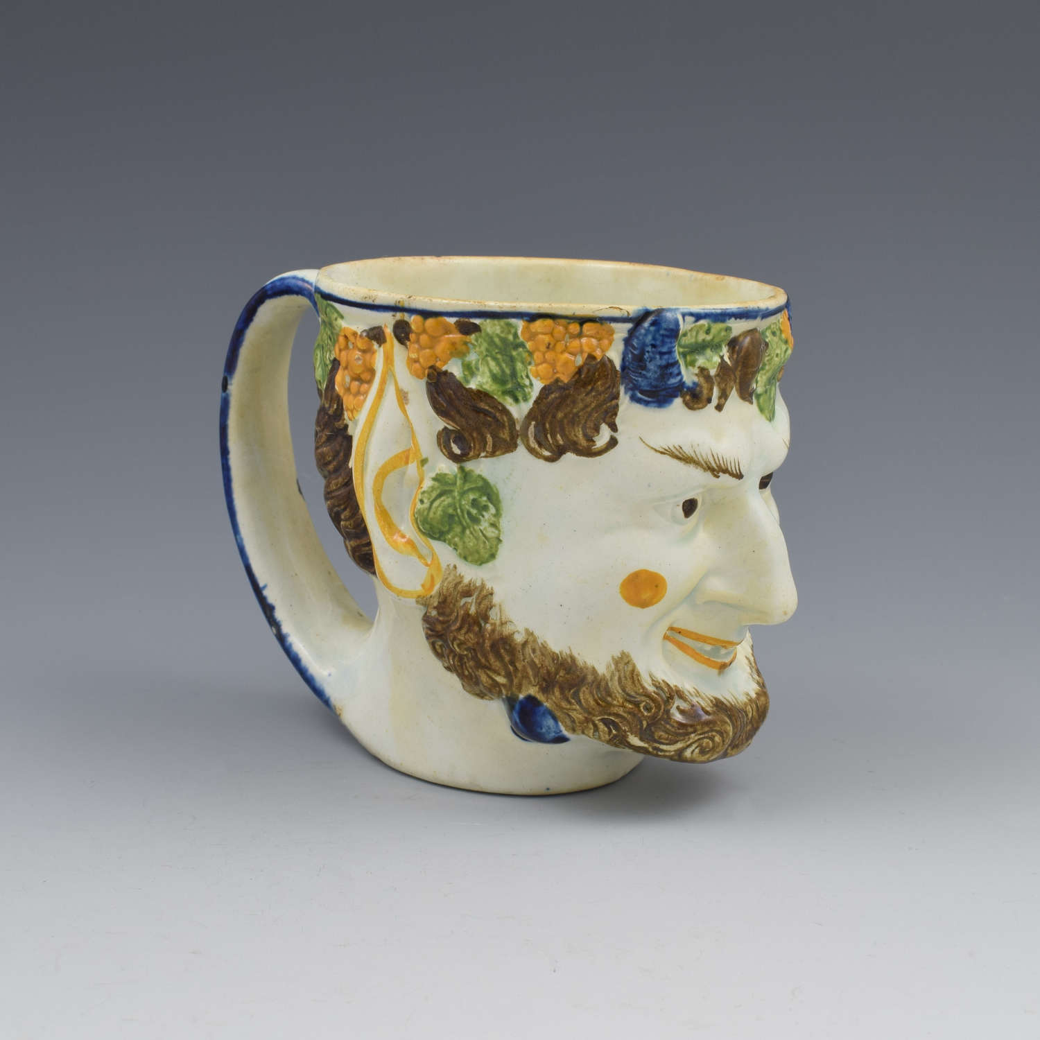 Staffordshire Prattware Pearlware Bacchus / Satyr Mug c.1800