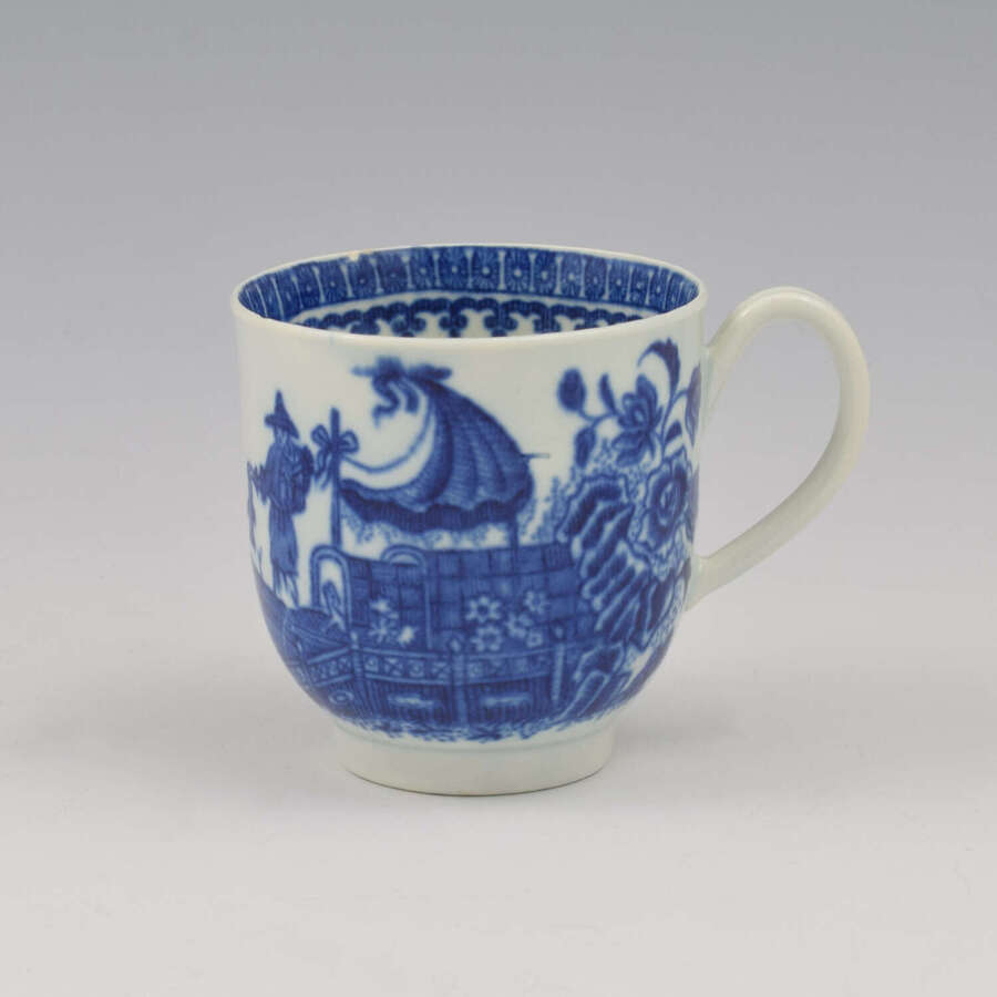 Dr Wall / First Period Worcester Porcelain Fisherman Coffee Cup c.1775