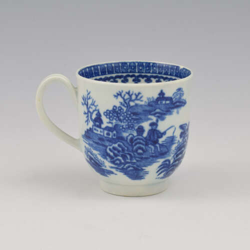 Dr Wall / First Period Worcester Porcelain Fisherman Coffee Cup c.1775