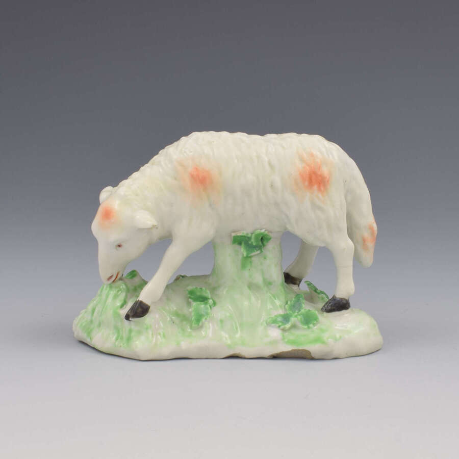 Rare Early Derby Porcelain Figure Sheep Grazing Ewe c.1760-1765