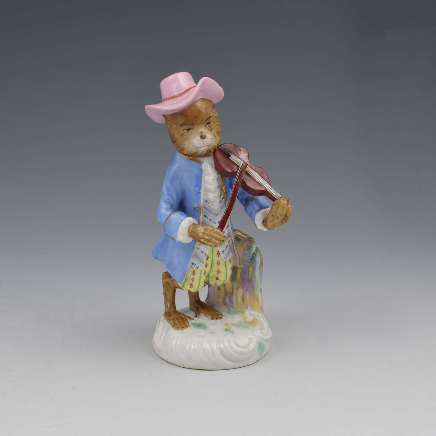 Dresden Porcelain Monkey Band Figure Violin Player