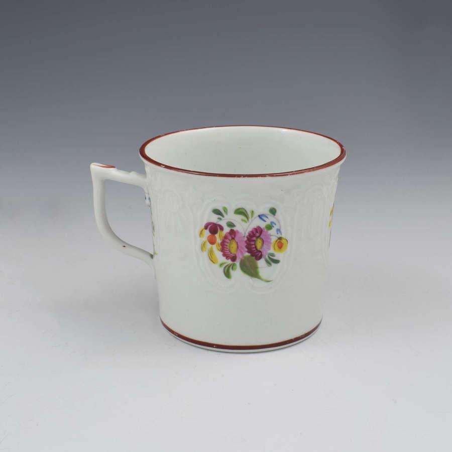 Coalport Porcelain Dulong Blind Moulded Floral Coffee Can c.1815