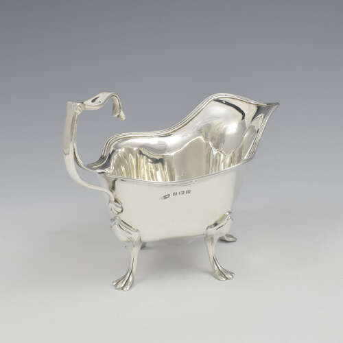 Stunning Edwardian Art Nouveau Quatrefoil Silver Sauce Boat / Sauceboat