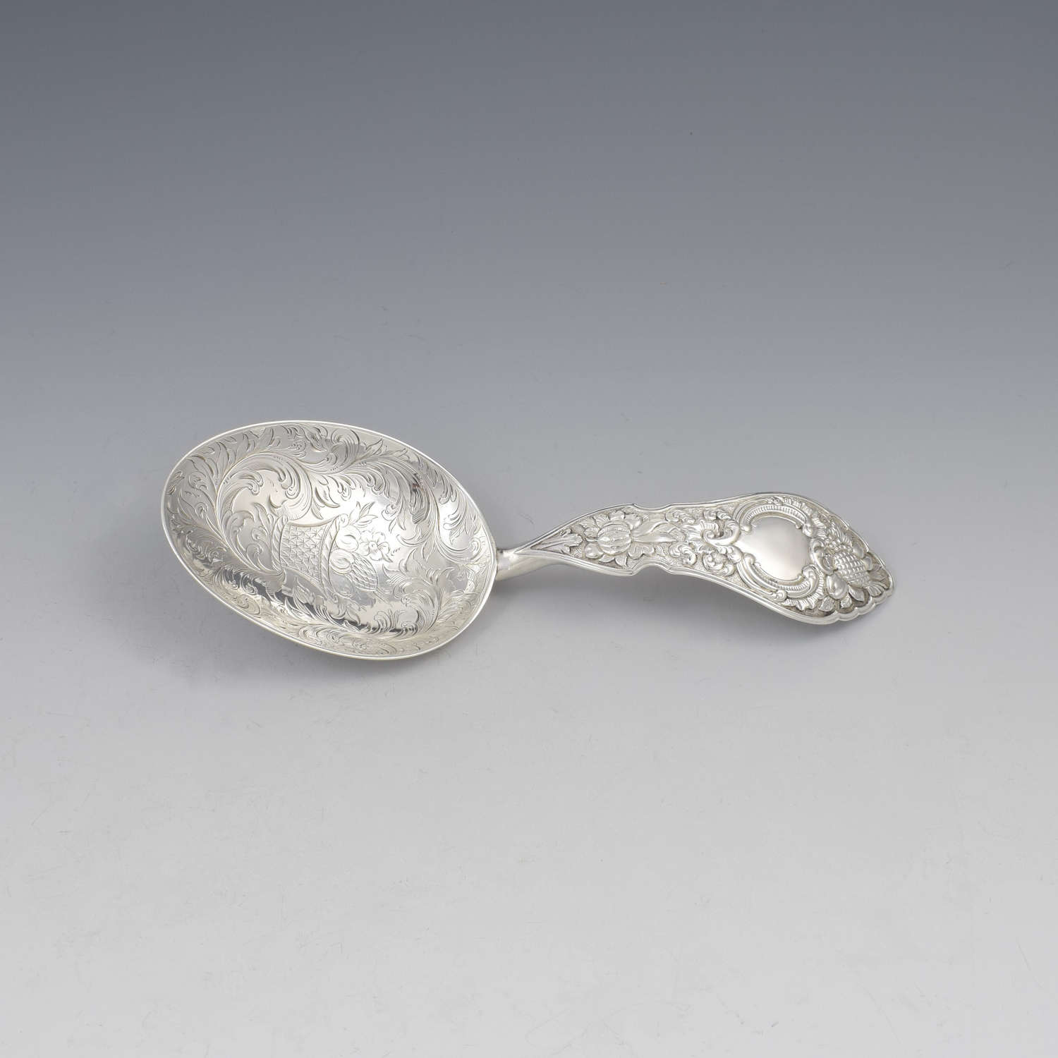 Unusual Silver Fruit Serving Spoon / Ladle Elizabeth Eaton 1853