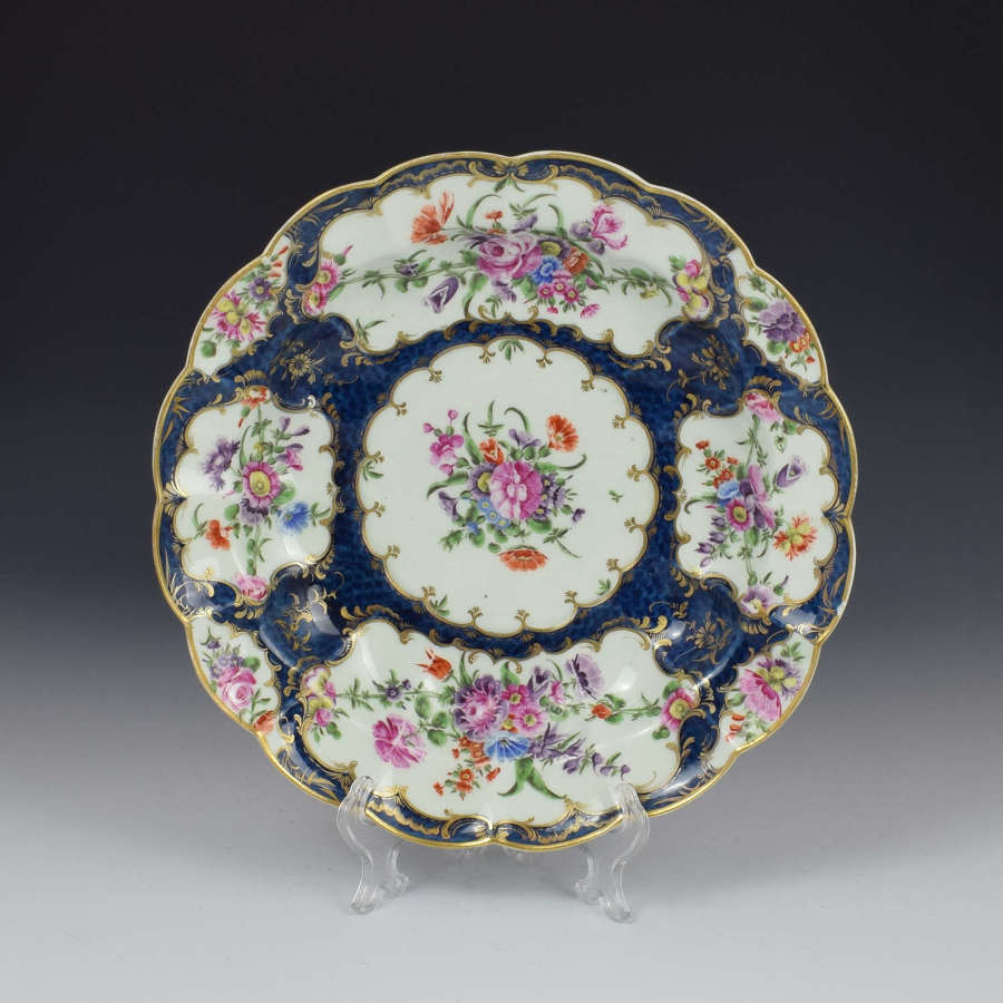 First Period Worcester Porcelain Blue Scale Junket Dish c.1770