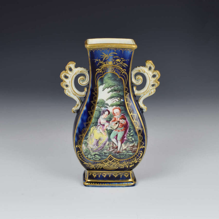 Chelsea Porcelain Gold Anchor Period Blue Ground Vase c.1765