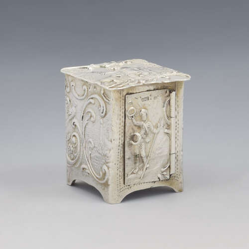 19th Century Novelty Silver Embossed Miniature Cupboard c.1880