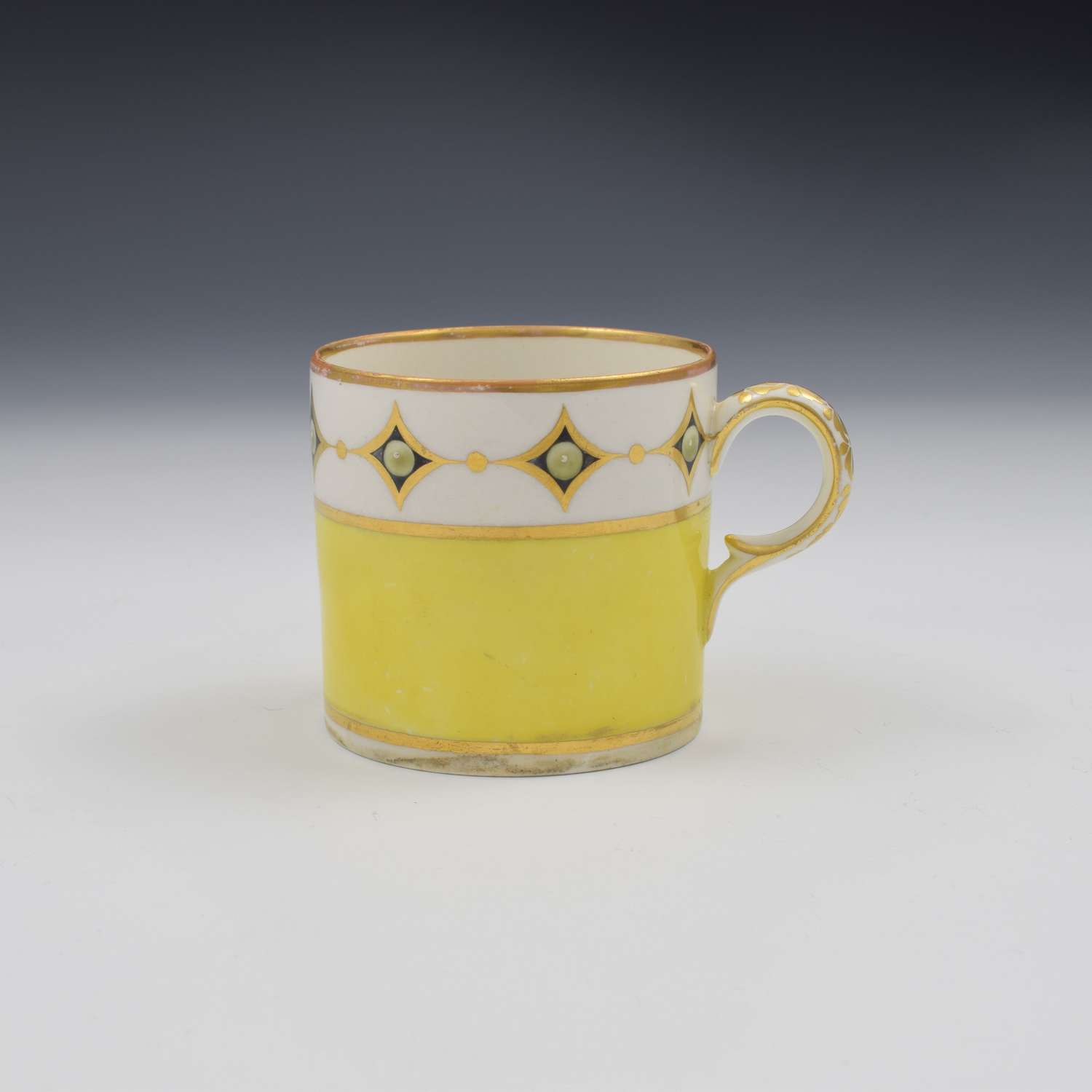 Georgian Derby Porcelain Yellow Ground Coffee Can c.1805 Pattern 619